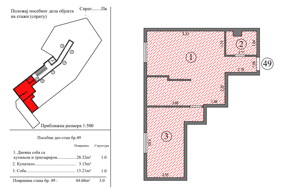 Slika 6 - U blizini Pravnog fakulteta, Jednoiposoban stan na prodaju, 44.62m2, 75.854€